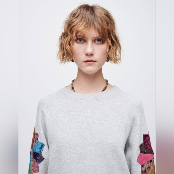 Re/done Classic Raglan Crewneck in Heather Grey Patchwork Size XS - Picture 6 of 7